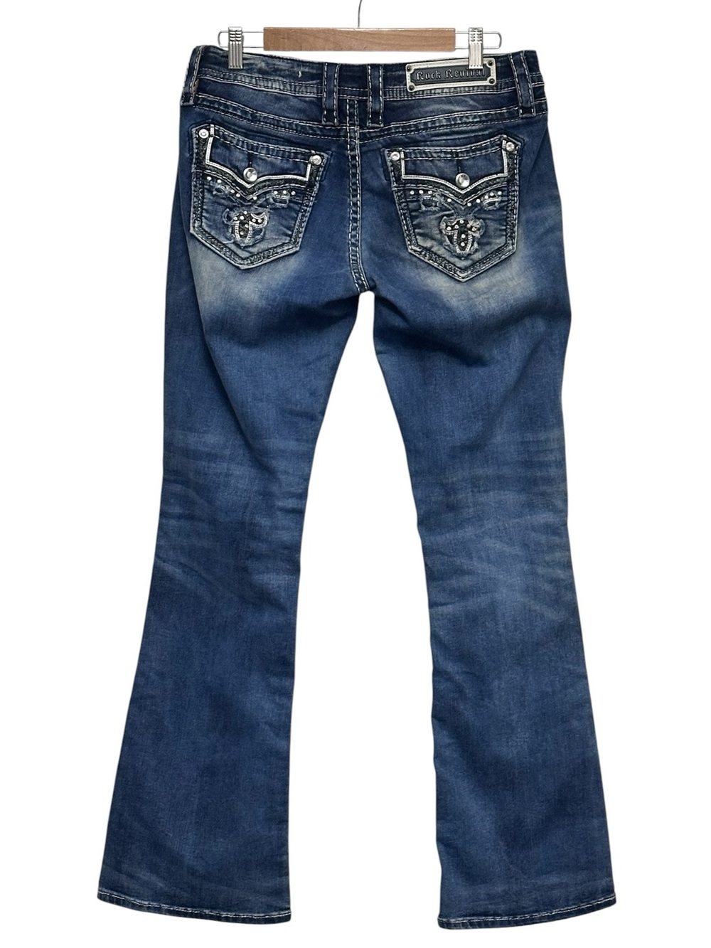 Rock Revival Women's Meri Easy Bootcut Blue Jeans Embroidered Embellished  29